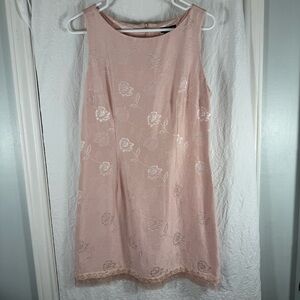 Vintage My Michelle Y2K Floral Brocade Pink Lace Trim  Dress XS/Jr’s Size 13/14